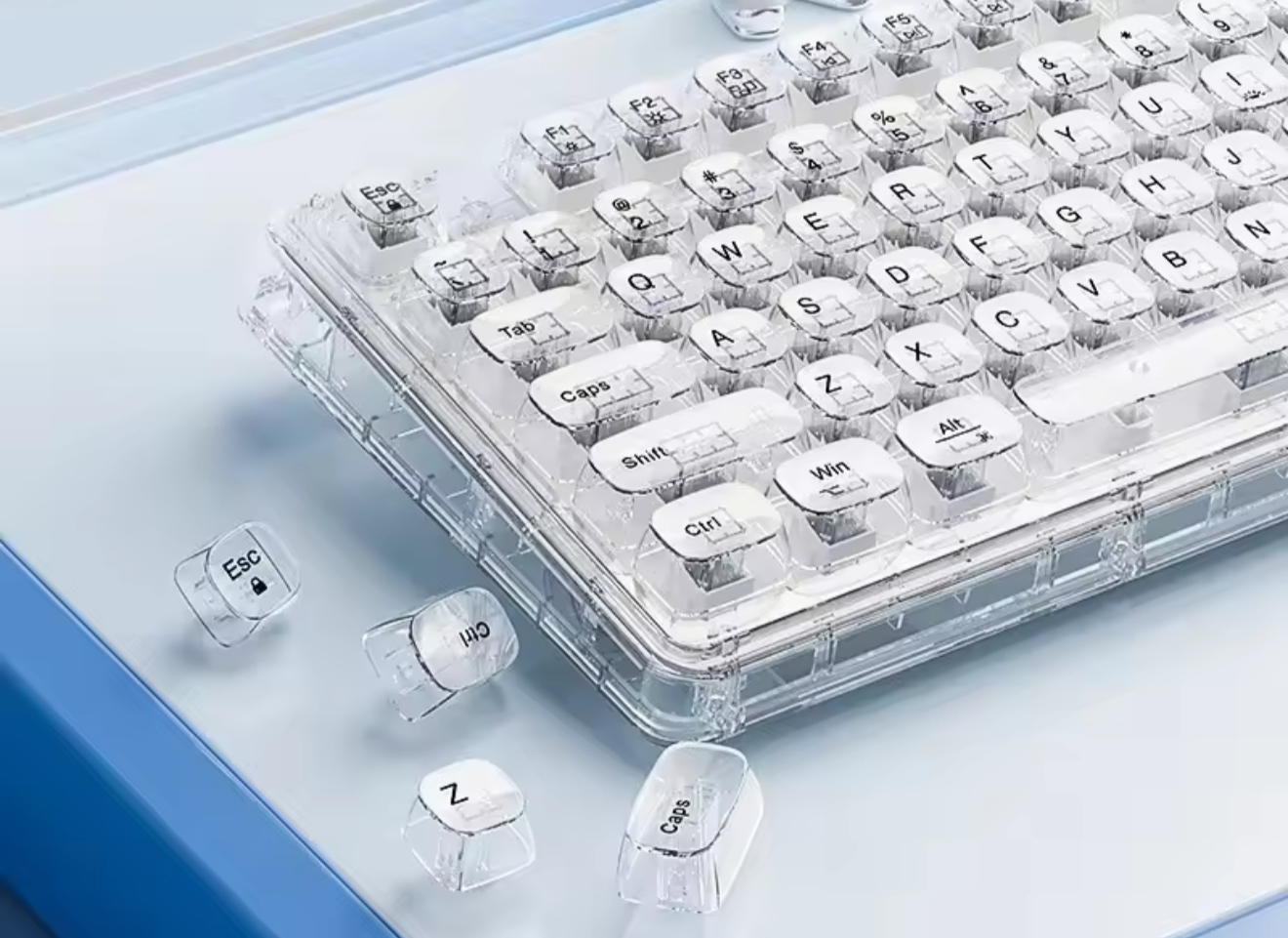 AuraDesk X71 Crystal Edition – Teclado Mecánico Premium 70% Transparente