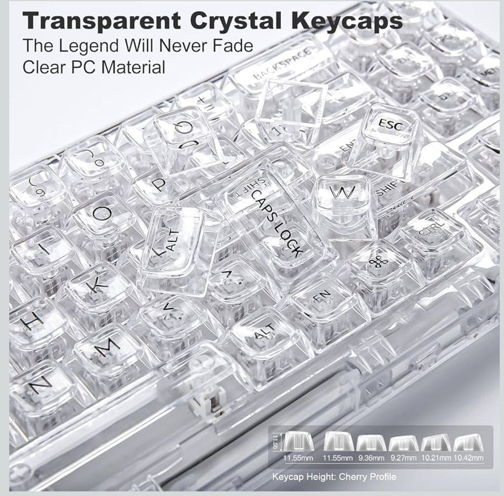 AuraDesk X71 Crystal Edition – Teclado Mecánico Premium 70% Transparente